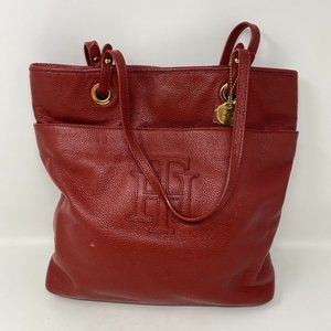 Tommy Hilfiger Pebble Red Leather Tote